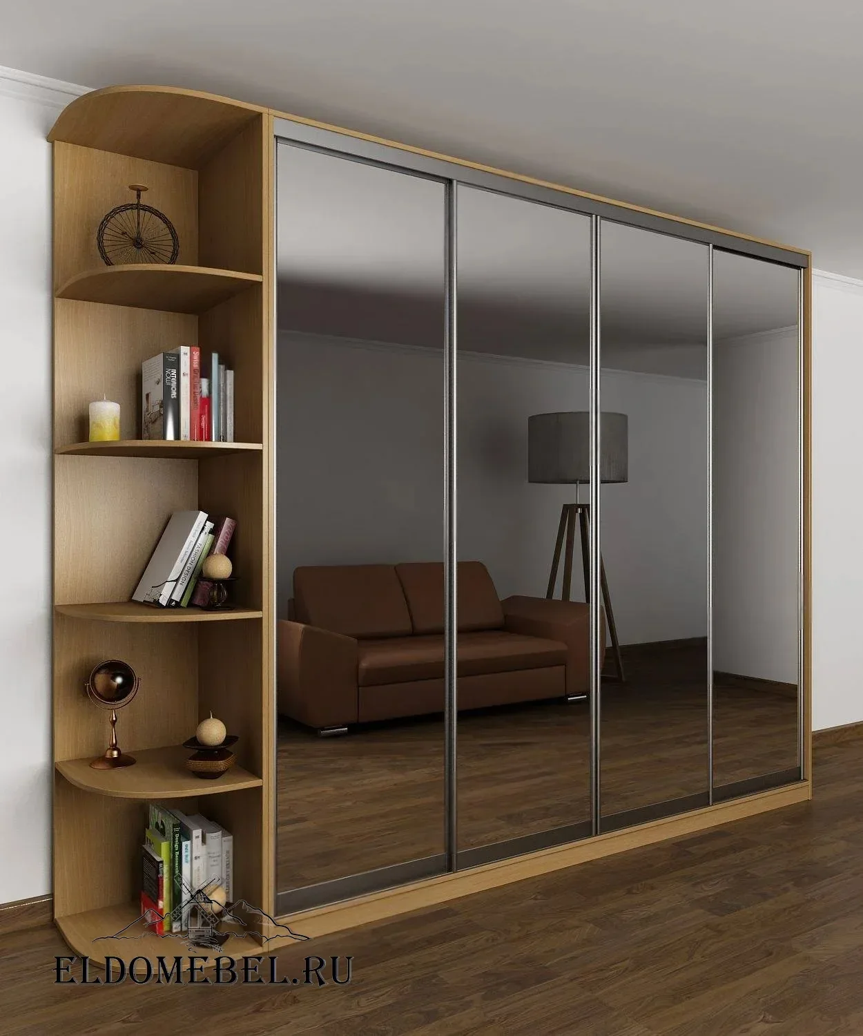 Шкаф купе Мотес 11  с зеркалом     цвет Стандарт бук