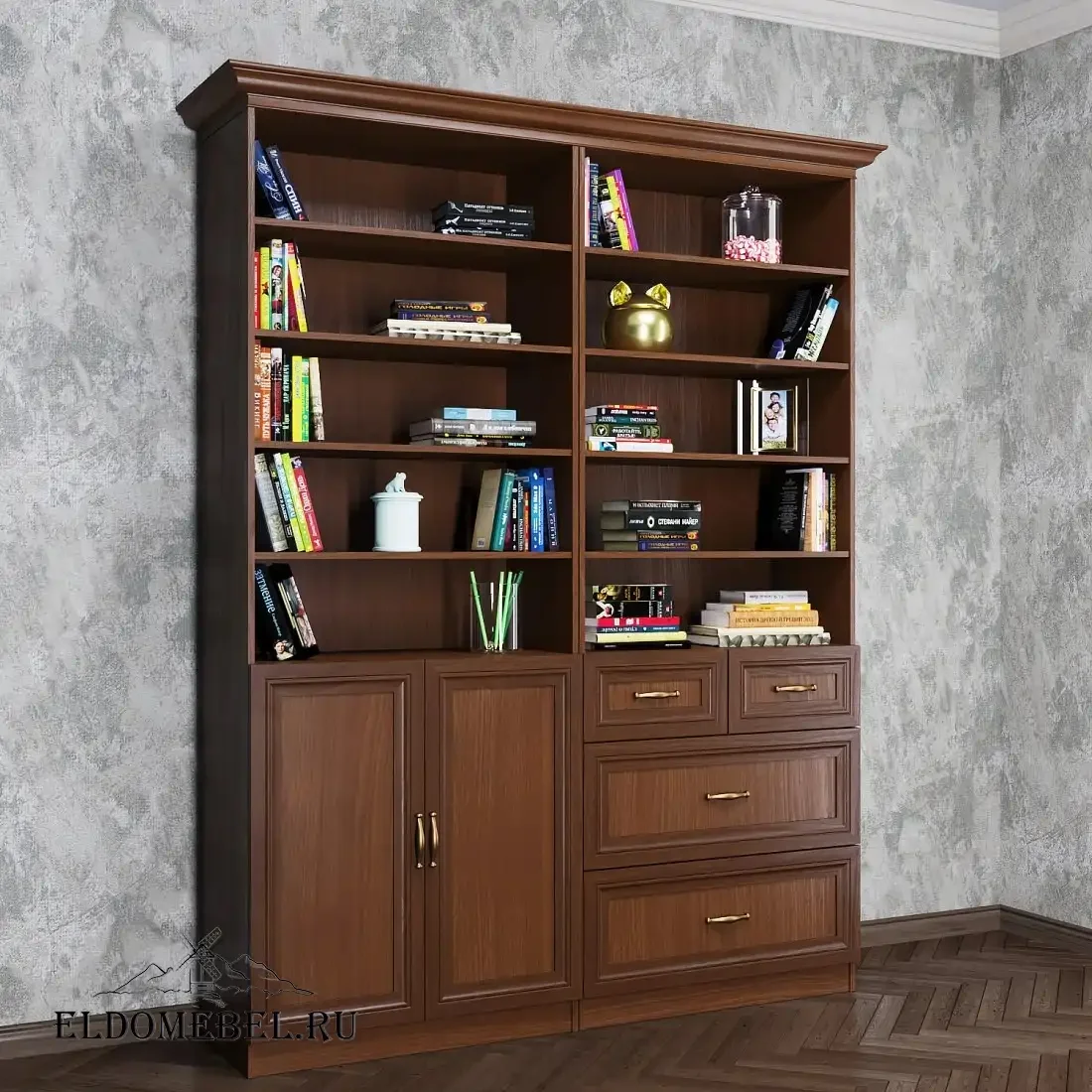 Стеллаж  открытый Автограф 5 цвет Стандарт итальянский орех