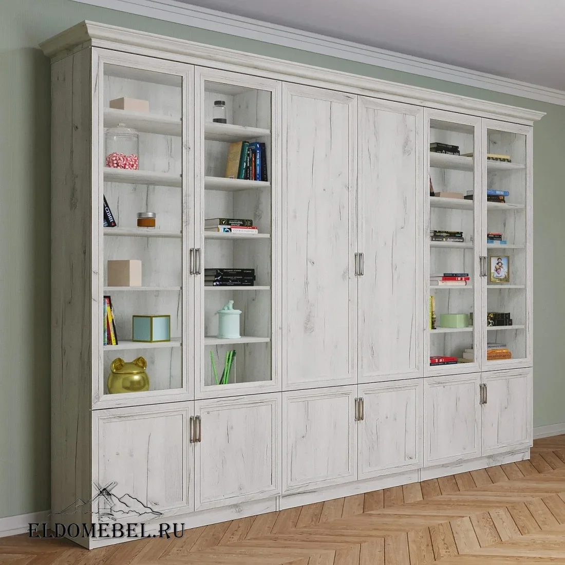 Книжная стенка Автограф 6 цвет Дуб крафт белый