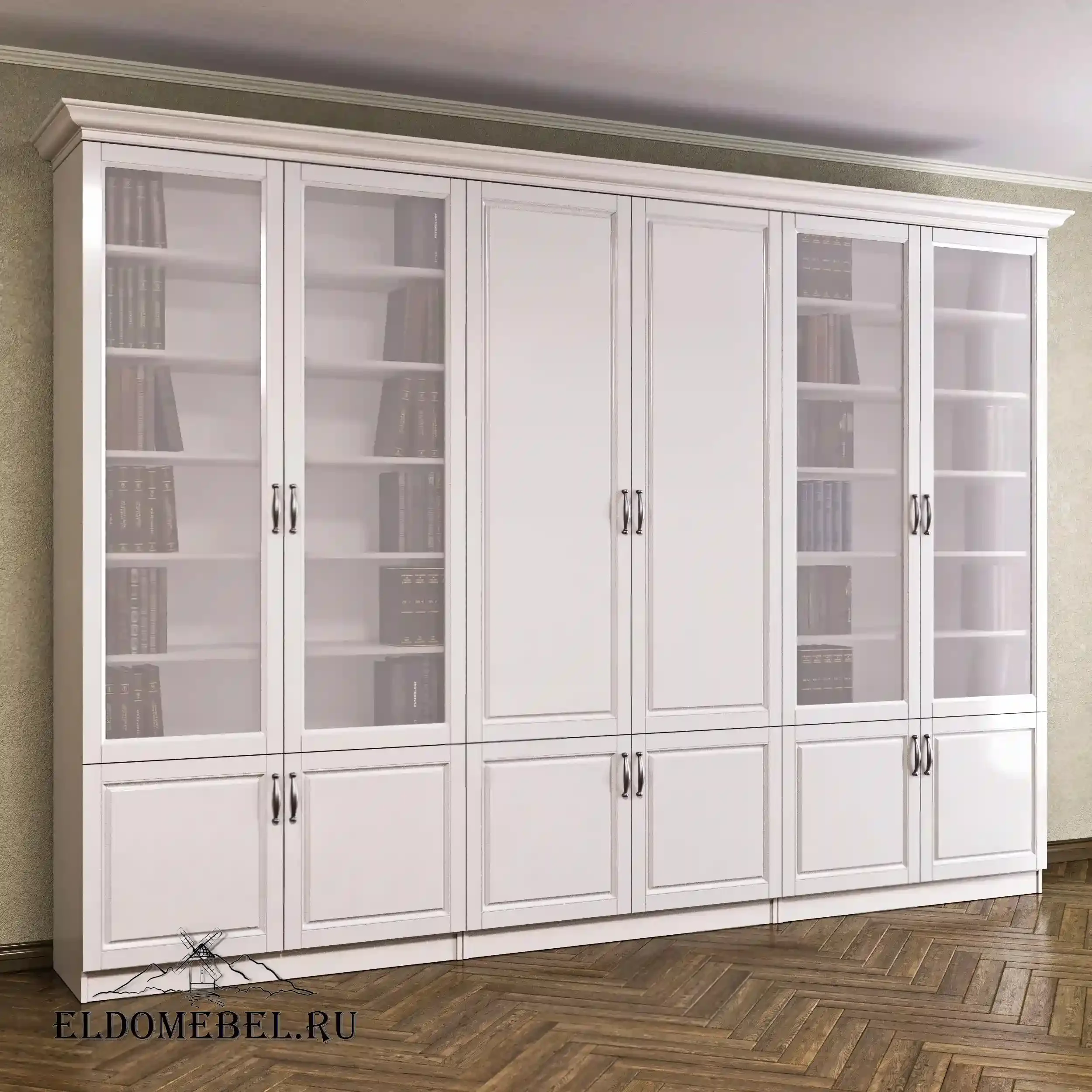 Книжная стенка Автограф 6 цвет Адамант белый матовый