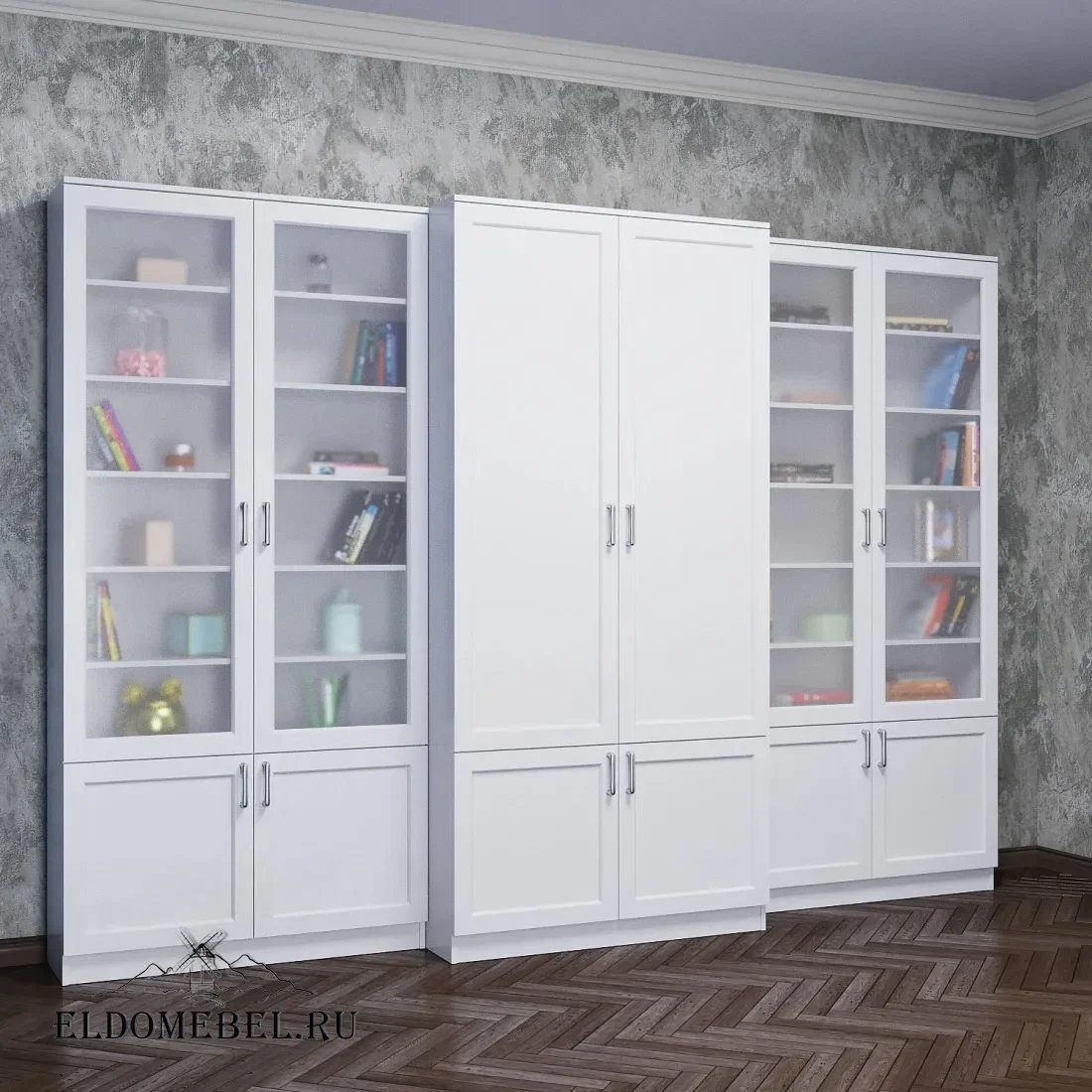 Книжная стенка Автограф 7 цвет Стандарт белый