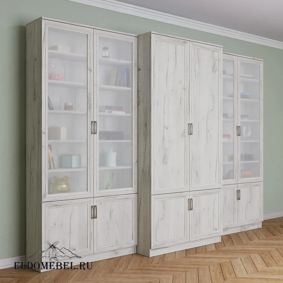 Книжная стенка Автограф 7 цвет Дуб крафт белый