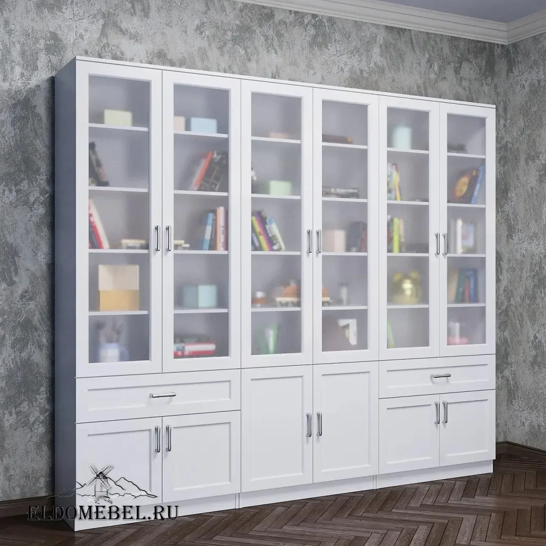 Книжная стенка Автограф 8 цвет Стандарт белый