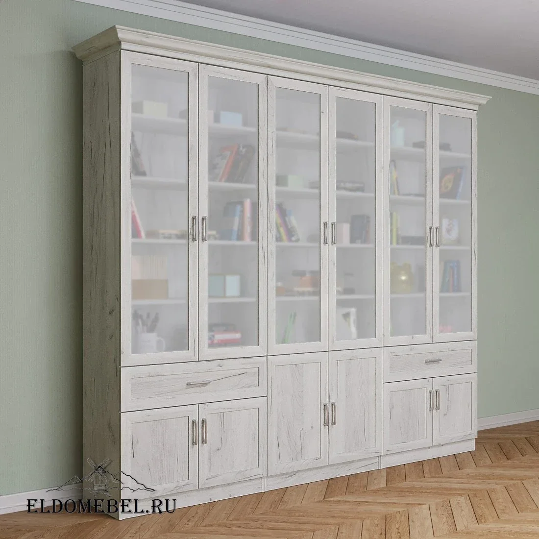 Книжная стенка Автограф 8 цвет Дуб крафт белый