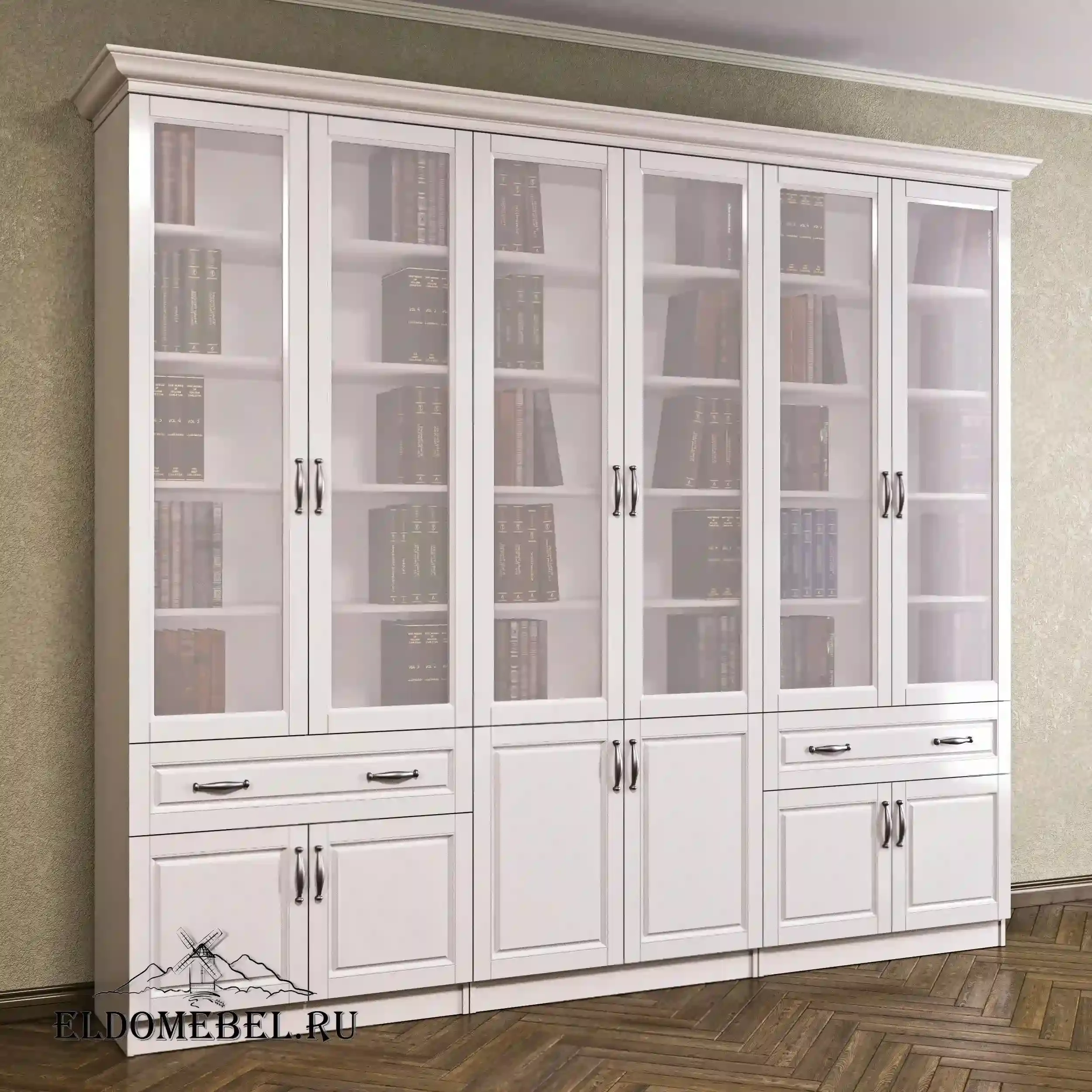 Книжная стенка Автограф 8 цвет Адамант белый матовый