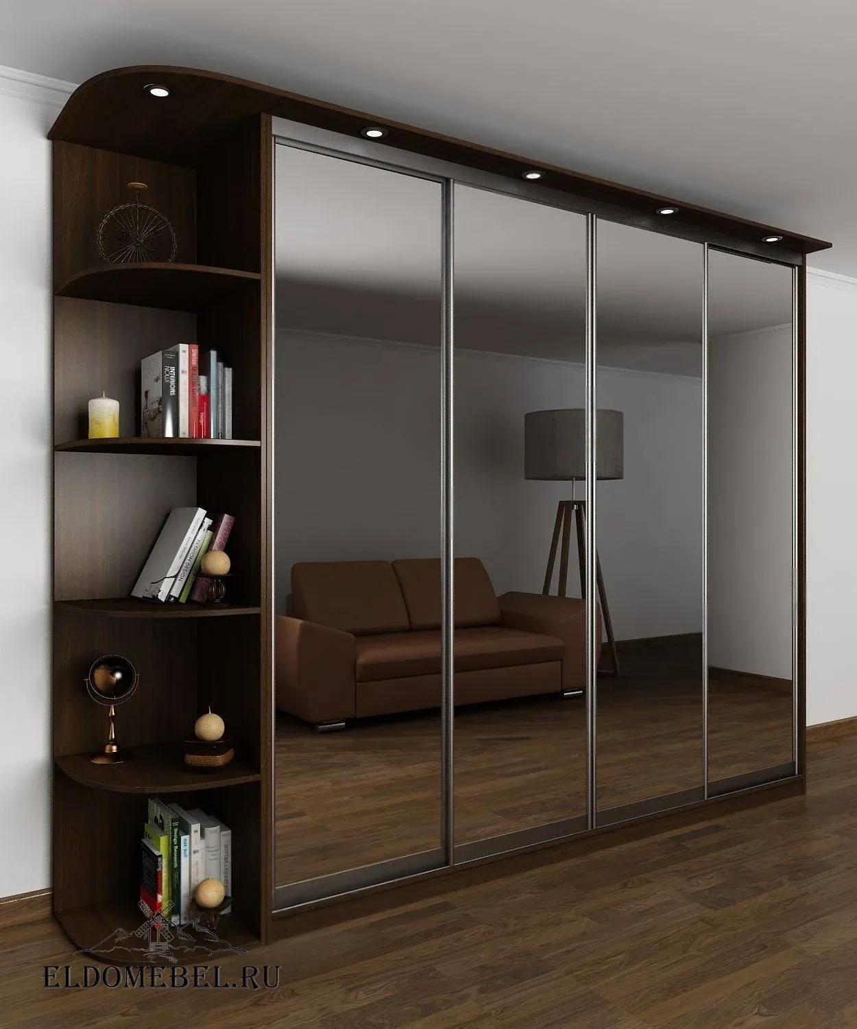 Шкаф купе Мотес 12  с зеркалом     цвет Стандарт венге