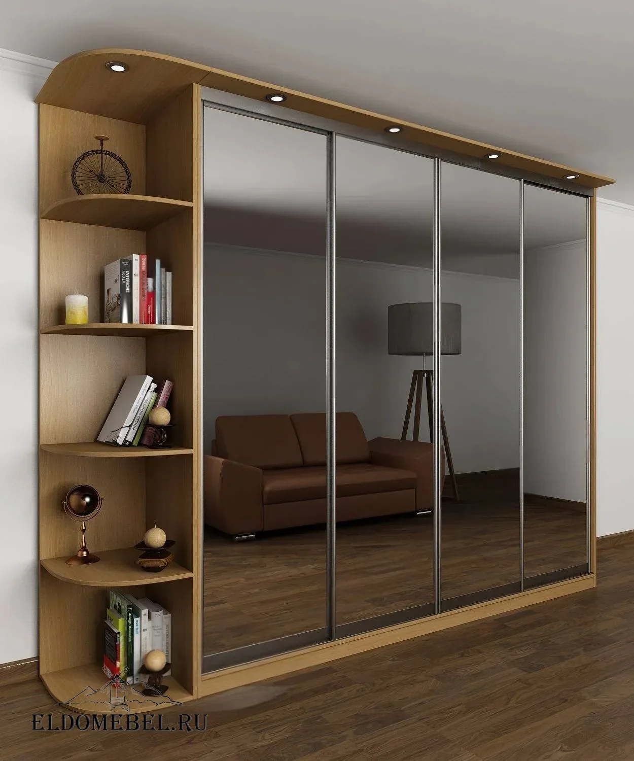 Шкаф купе Мотес 12  с зеркалом     цвет Стандарт бук