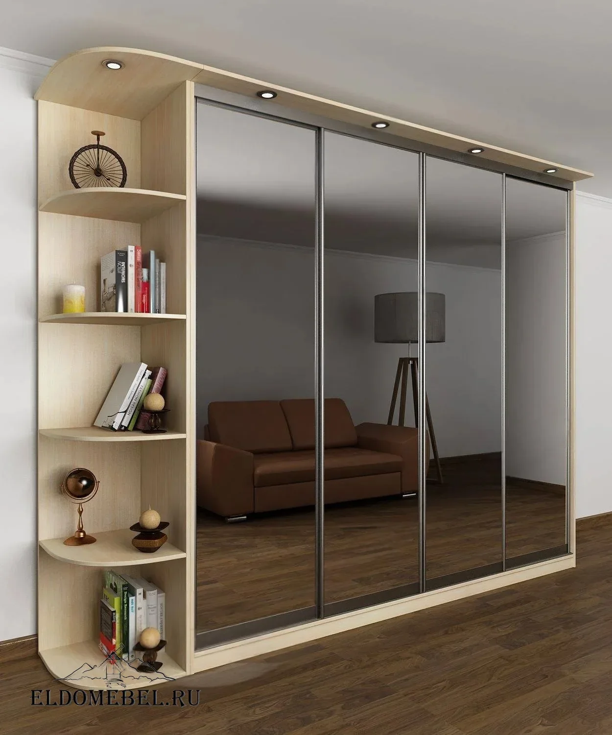 Шкаф купе Мотес 12  с зеркалом     цвет Стандарт молочный беленый дуб