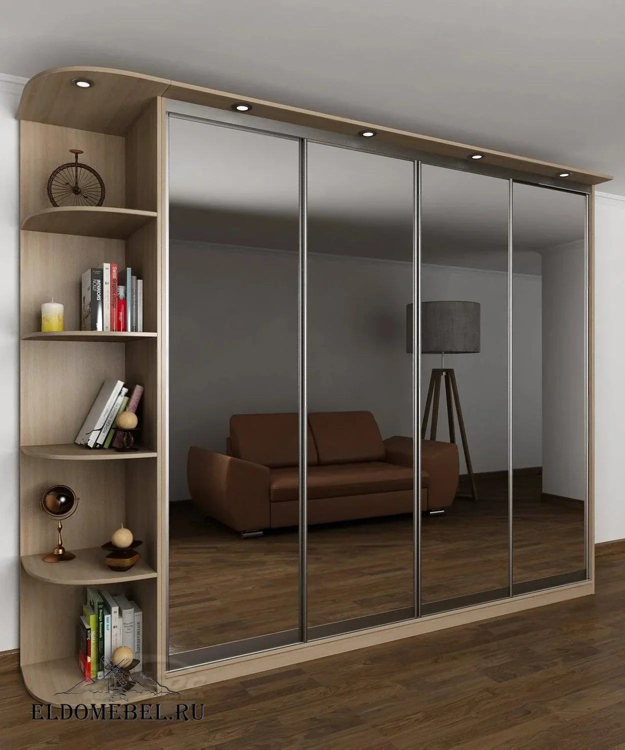 Шкаф купе Мотес 12  с зеркалом     цвет Стандарт шимо светлый