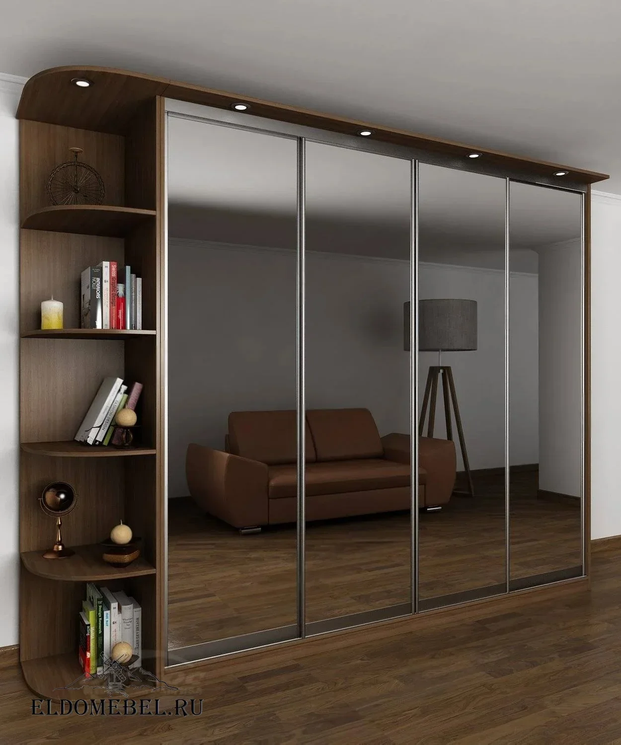 Шкаф купе Мотес 12  с зеркалом     цвет Стандарт шимо темный