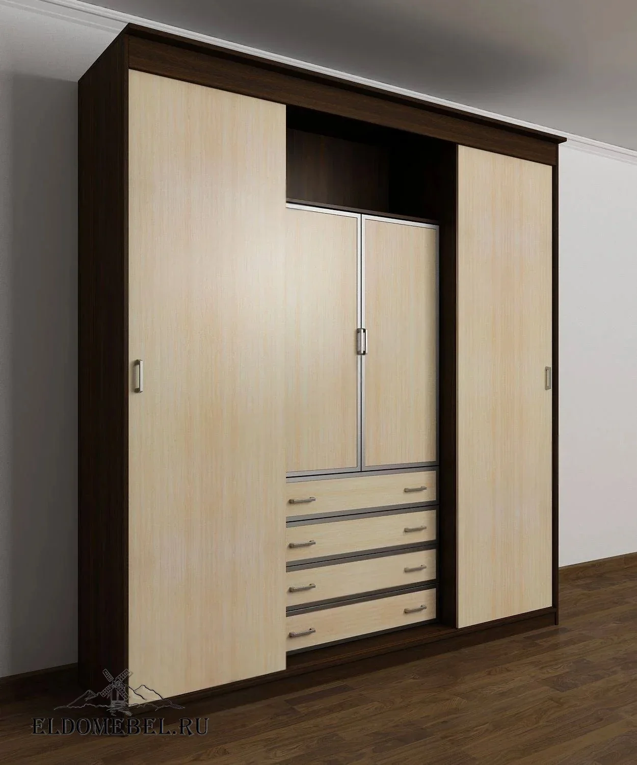 Шкаф купе Эндр 14      цвет Стандарт венге - молочный дуб