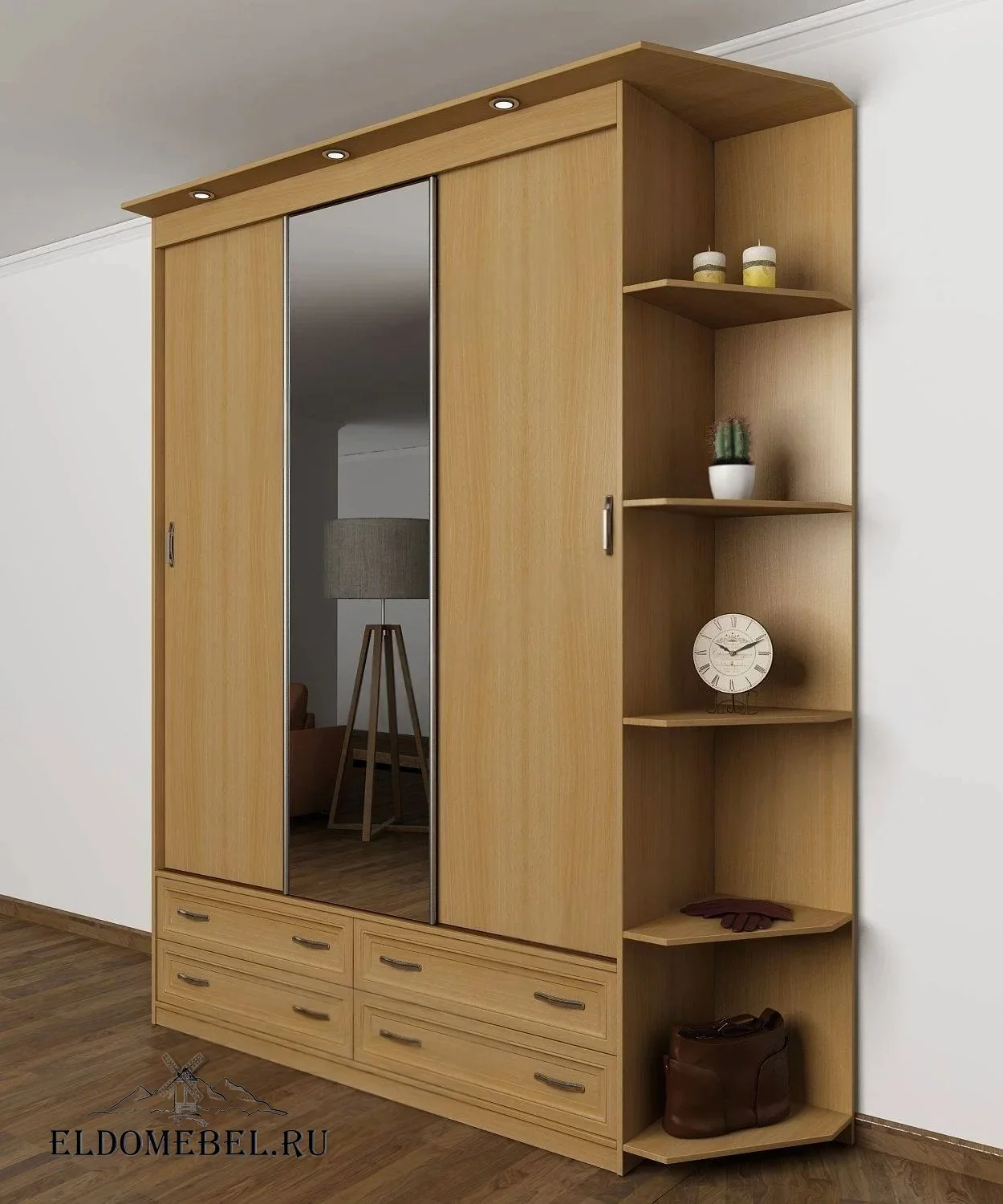 Шкаф купе Эндр 15  с зеркалом     цвет Стандарт бук