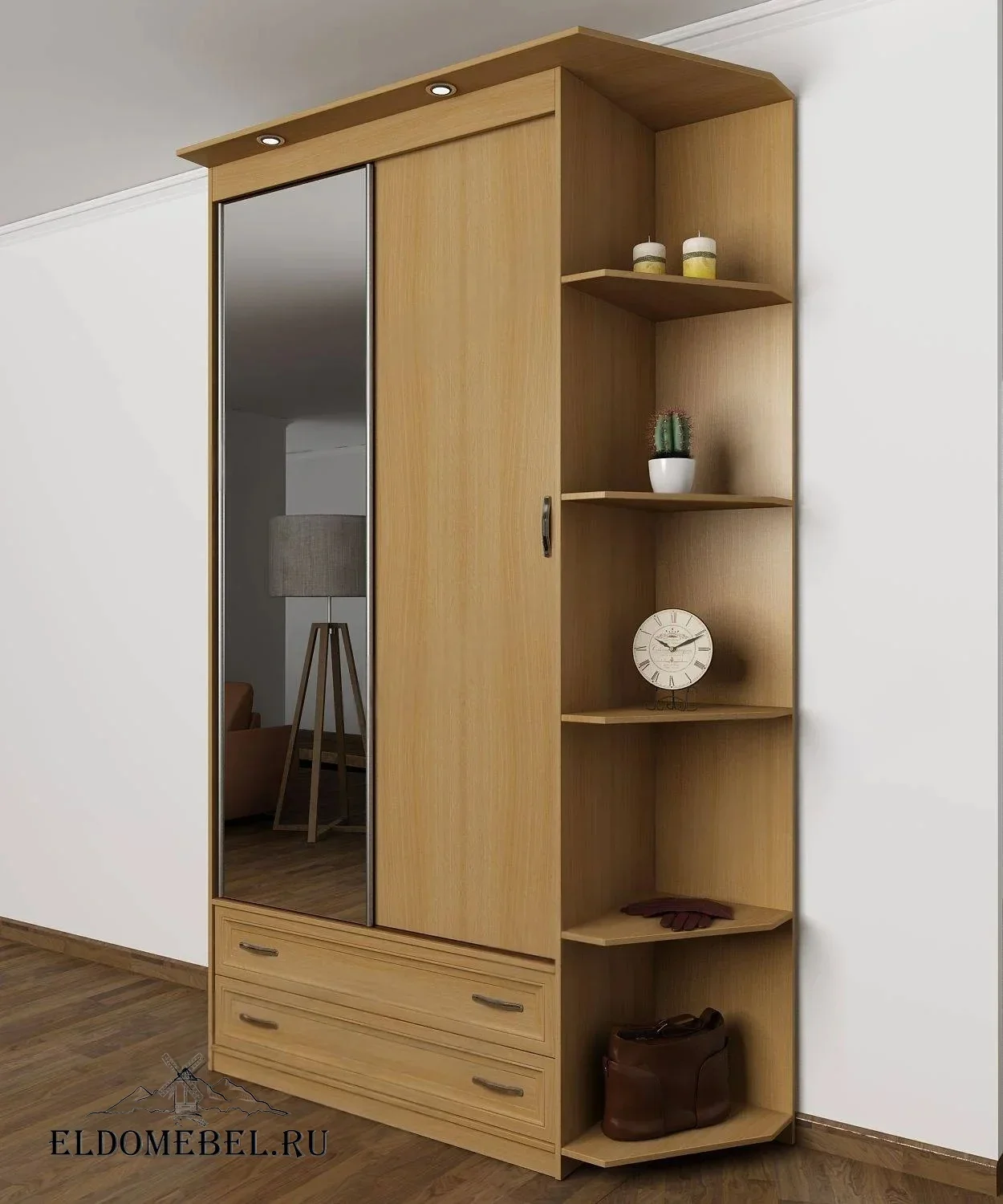 Шкаф купе Эндр 16  с зеркалом     цвет Стандарт бук