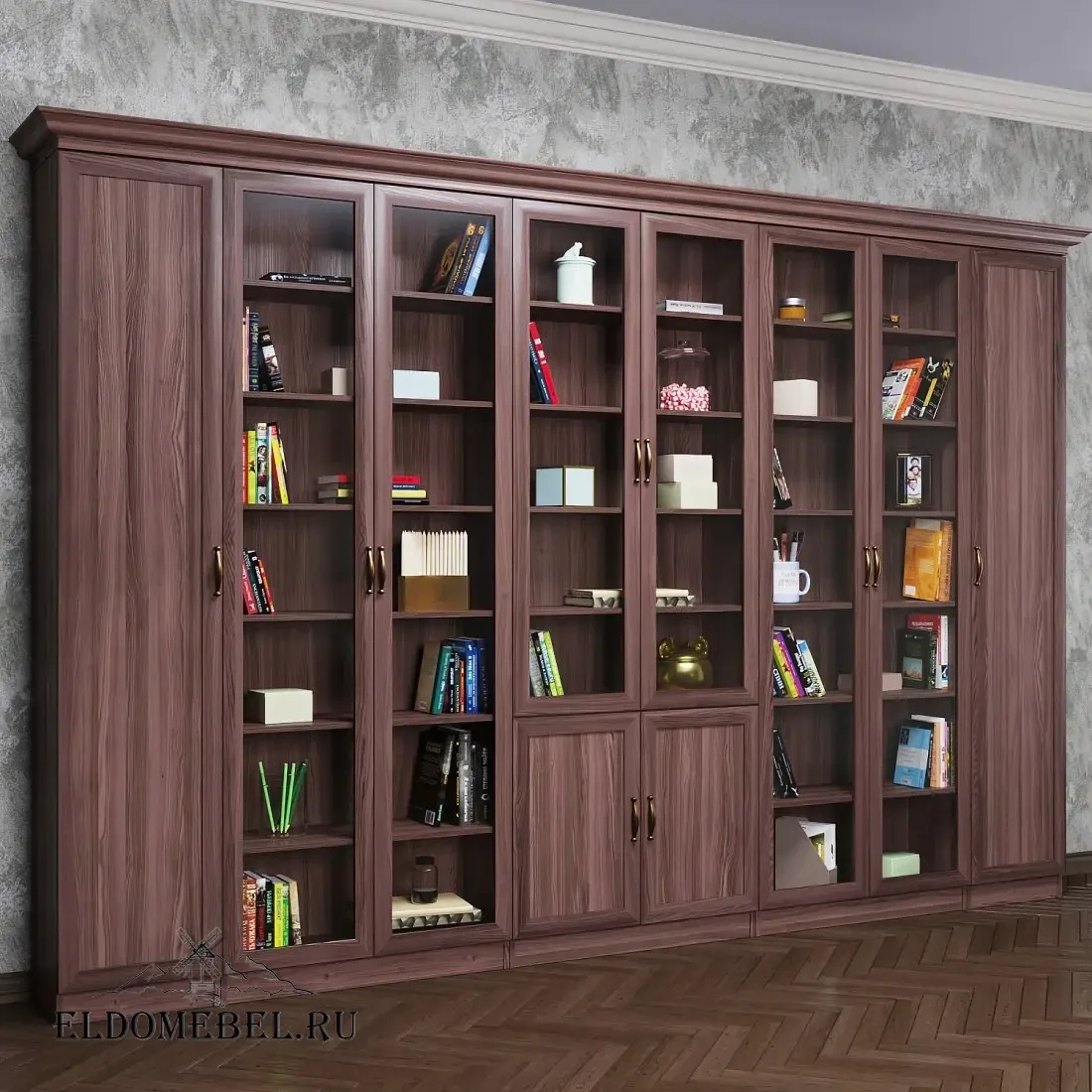 Книжная стенка Автограф 9 цвет Стандарт шимо темный
