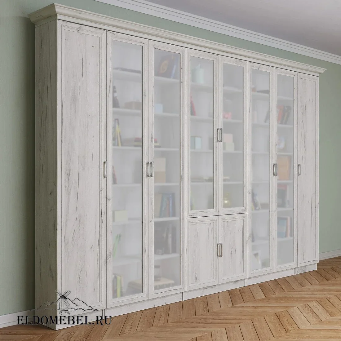 Книжная стенка Автограф 9 цвет Дуб крафт белый