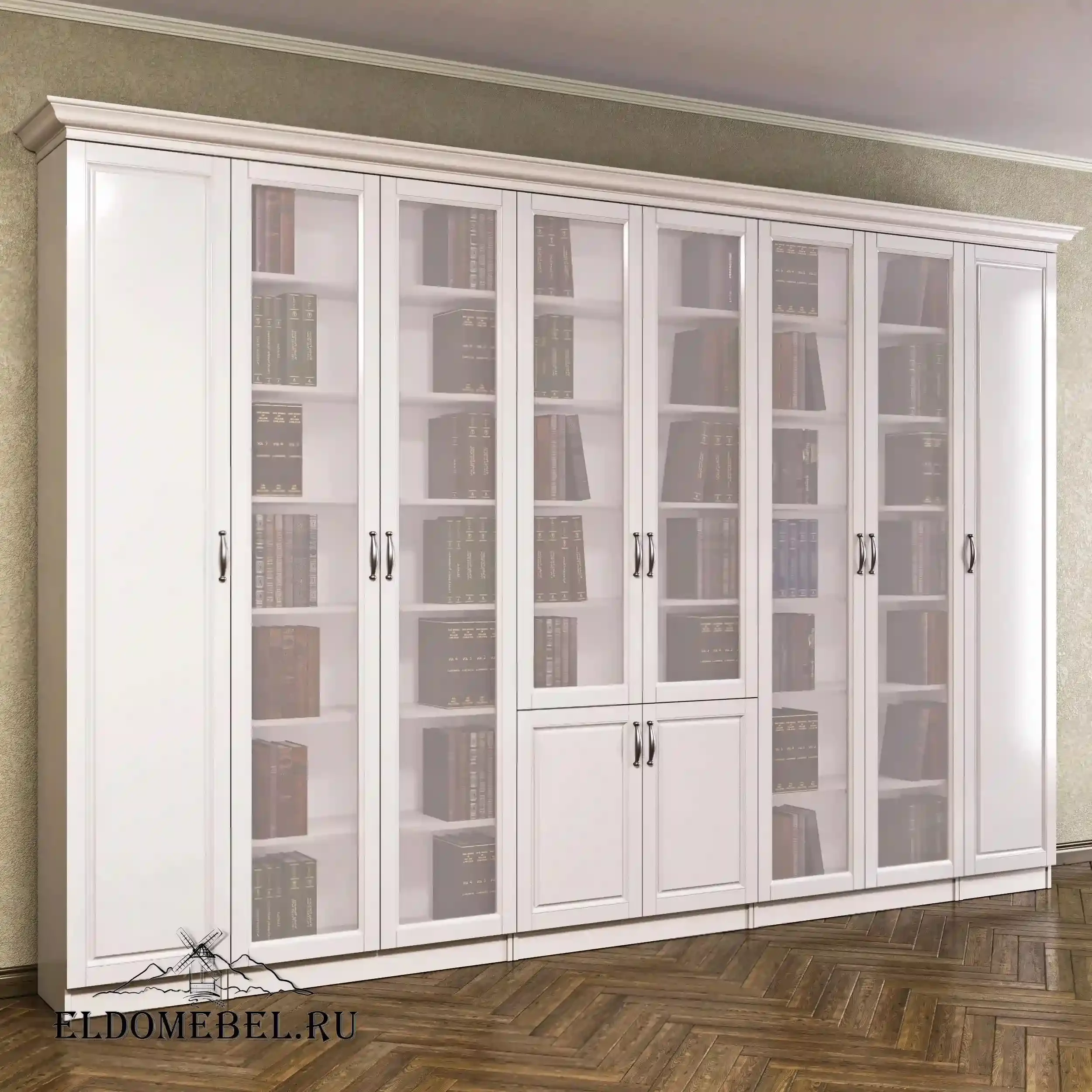 Книжная стенка Автограф 9 цвет Адамант белый матовый
