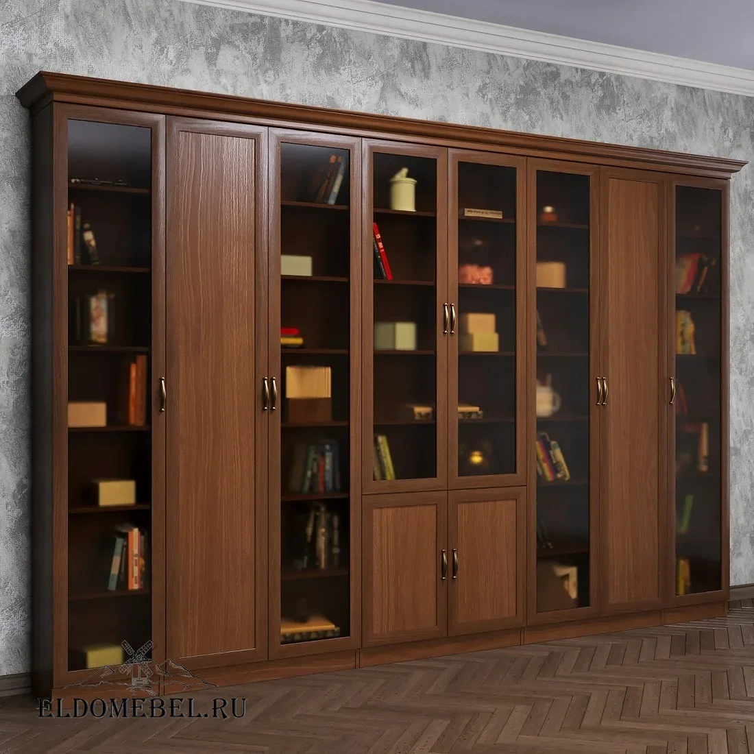 Книжная стенка Автограф 10 цвет Стандарт итальянский орех