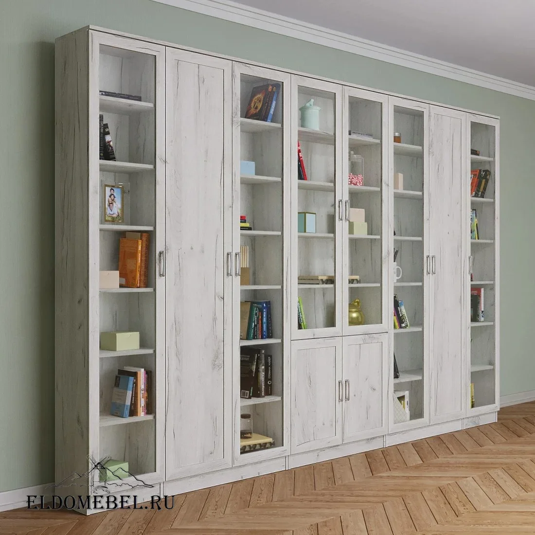 Книжная стенка Автограф 10 цвет Дуб крафт белый