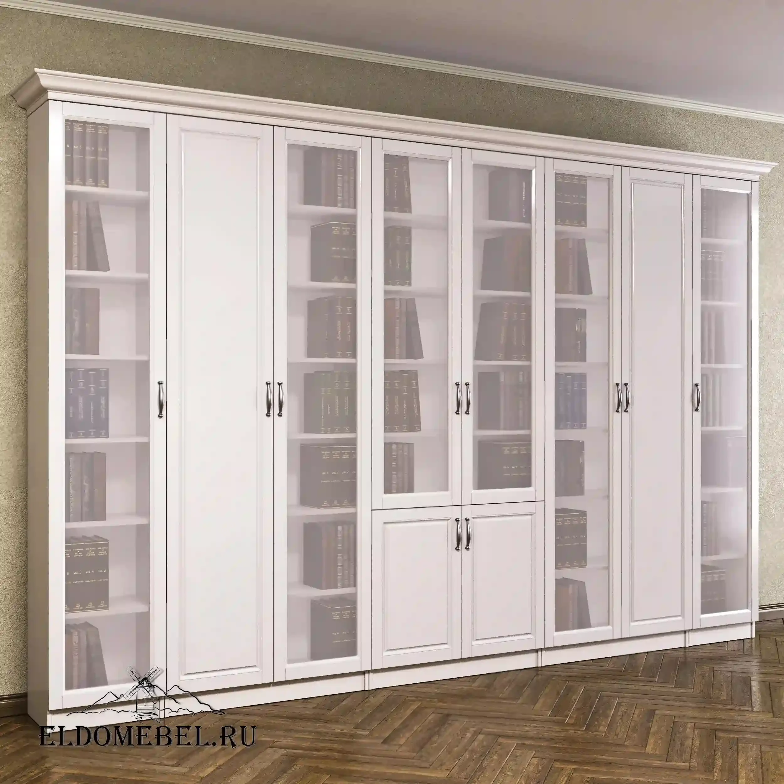 Книжная стенка Автограф 10 цвет Адамант белый матовый