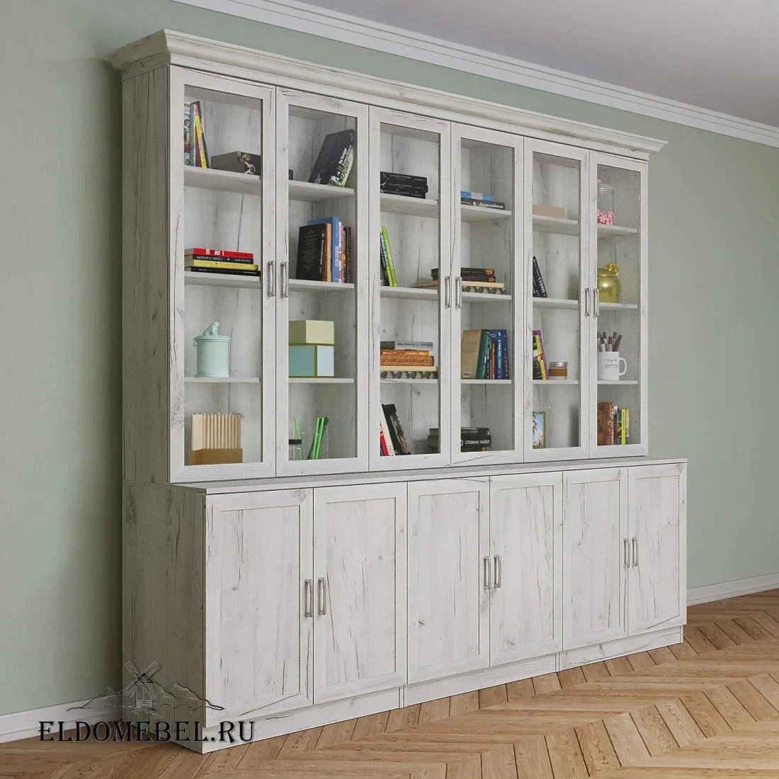 Книжная стенка Автограф 11 цвет Дуб крафт белый