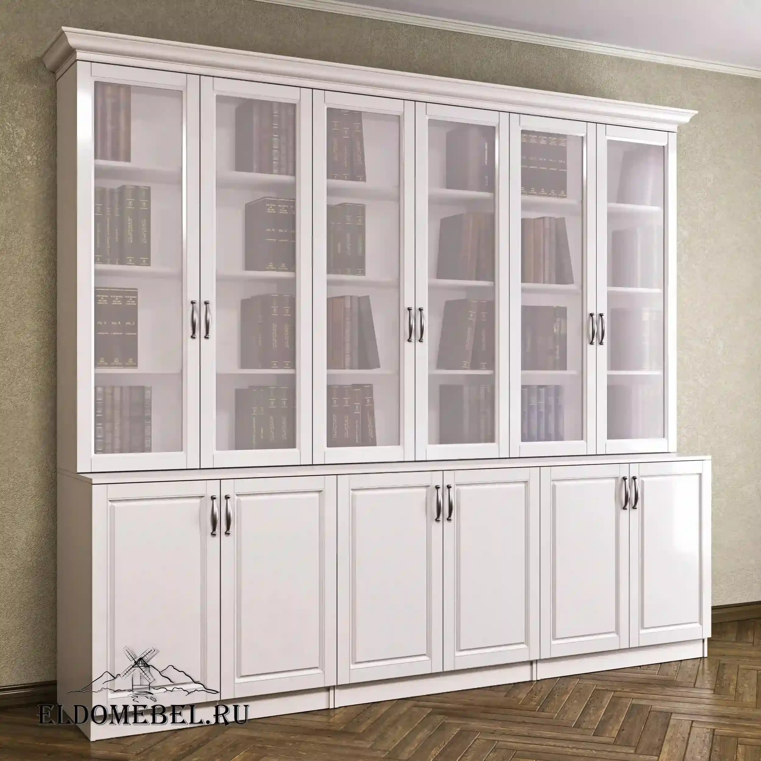 Книжная стенка Автограф 11 цвет Адамант белый матовый
