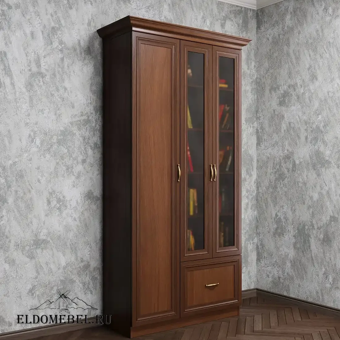 Книжный шкаф Автограф 12 цвет Стандарт итальянский орех