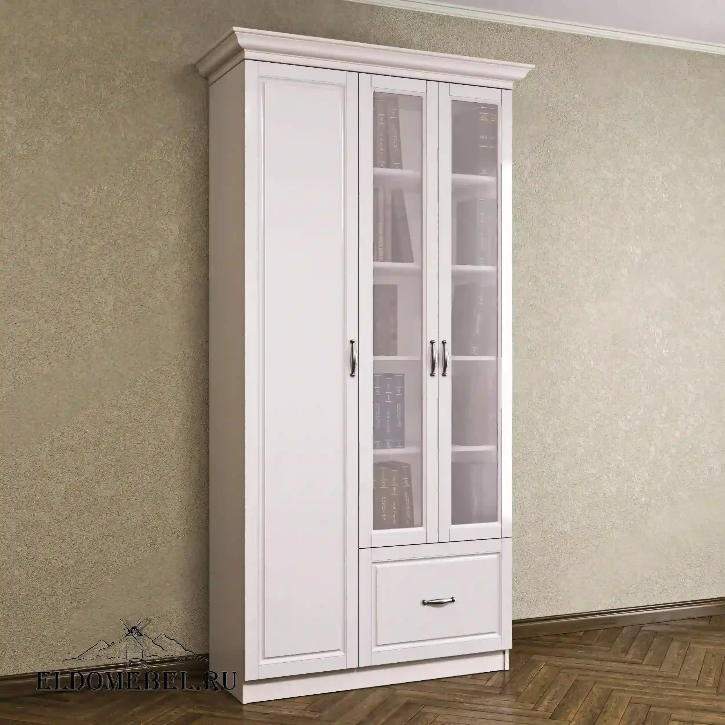 Книжный шкаф Автограф 12 цвет Адамант белый матовый