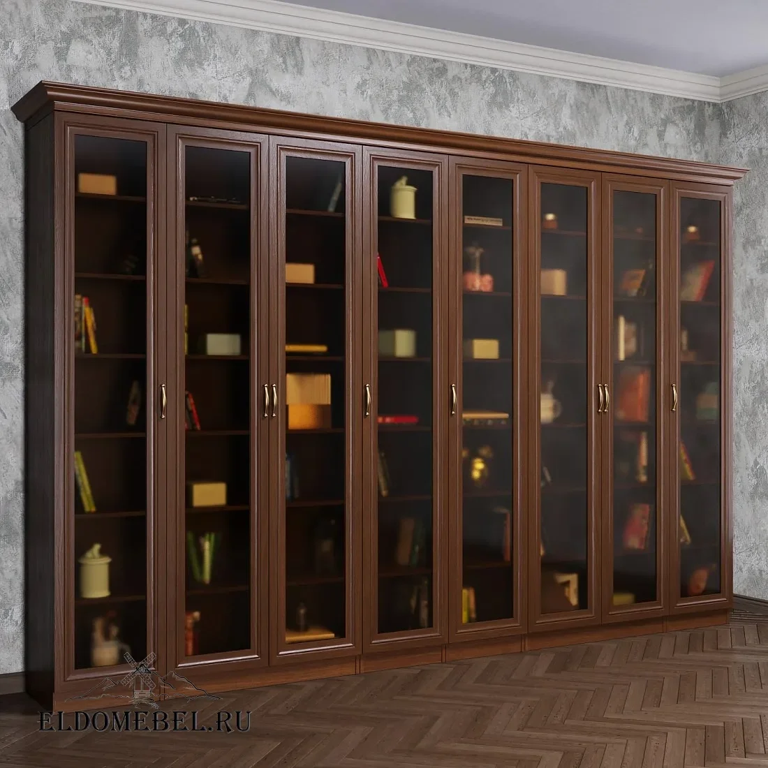 Книжный шкаф Автограф 13 цвет Стандарт итальянский орех