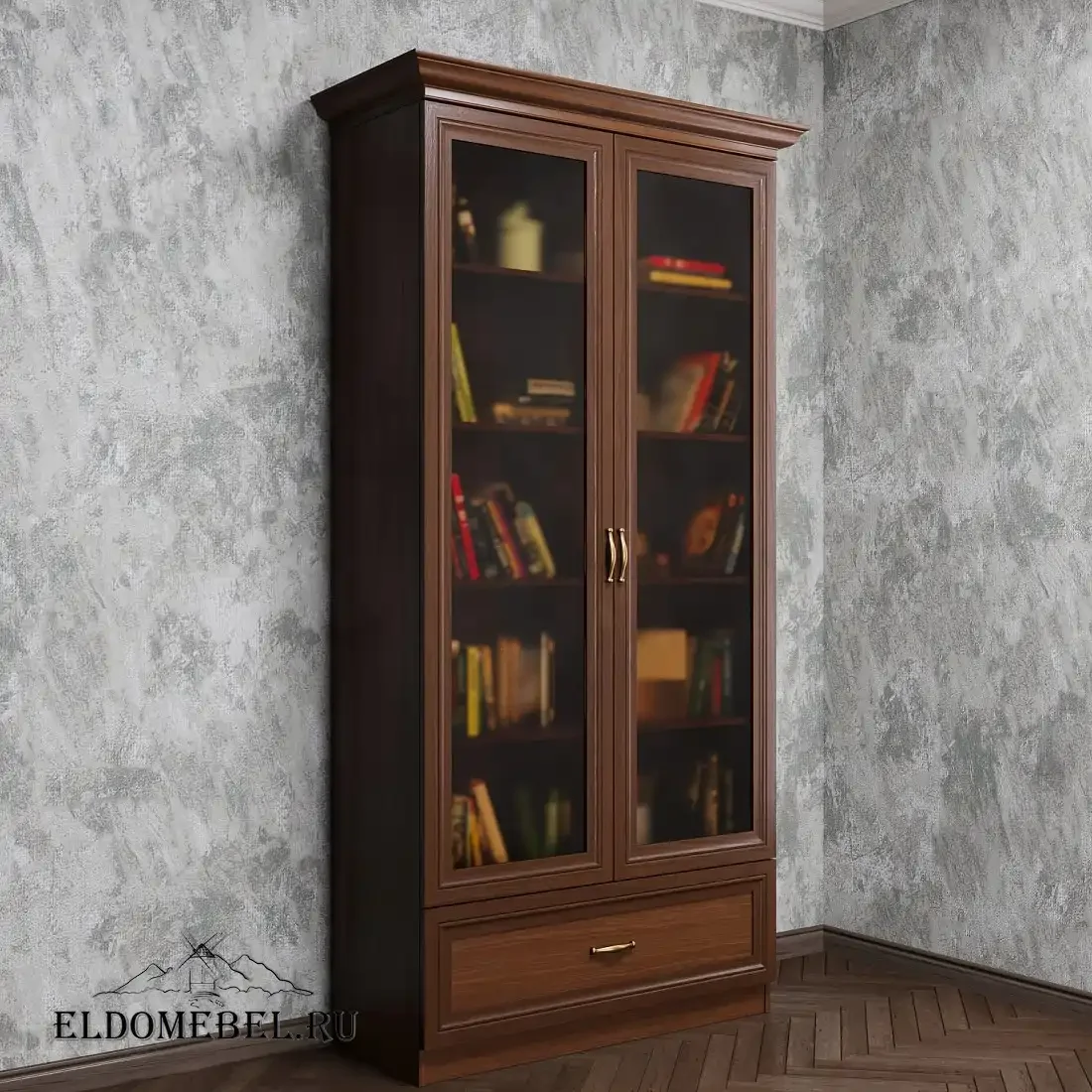 Книжный шкаф Автограф 14 цвет Стандарт итальянский орех