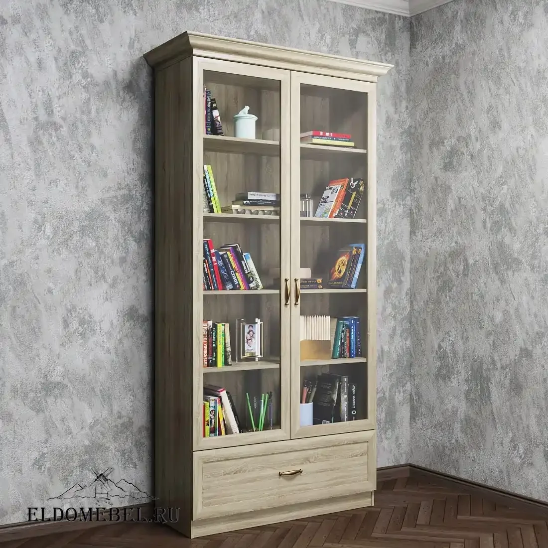 Книжный шкаф Автограф 14 цвет Стандарт дуб сонома