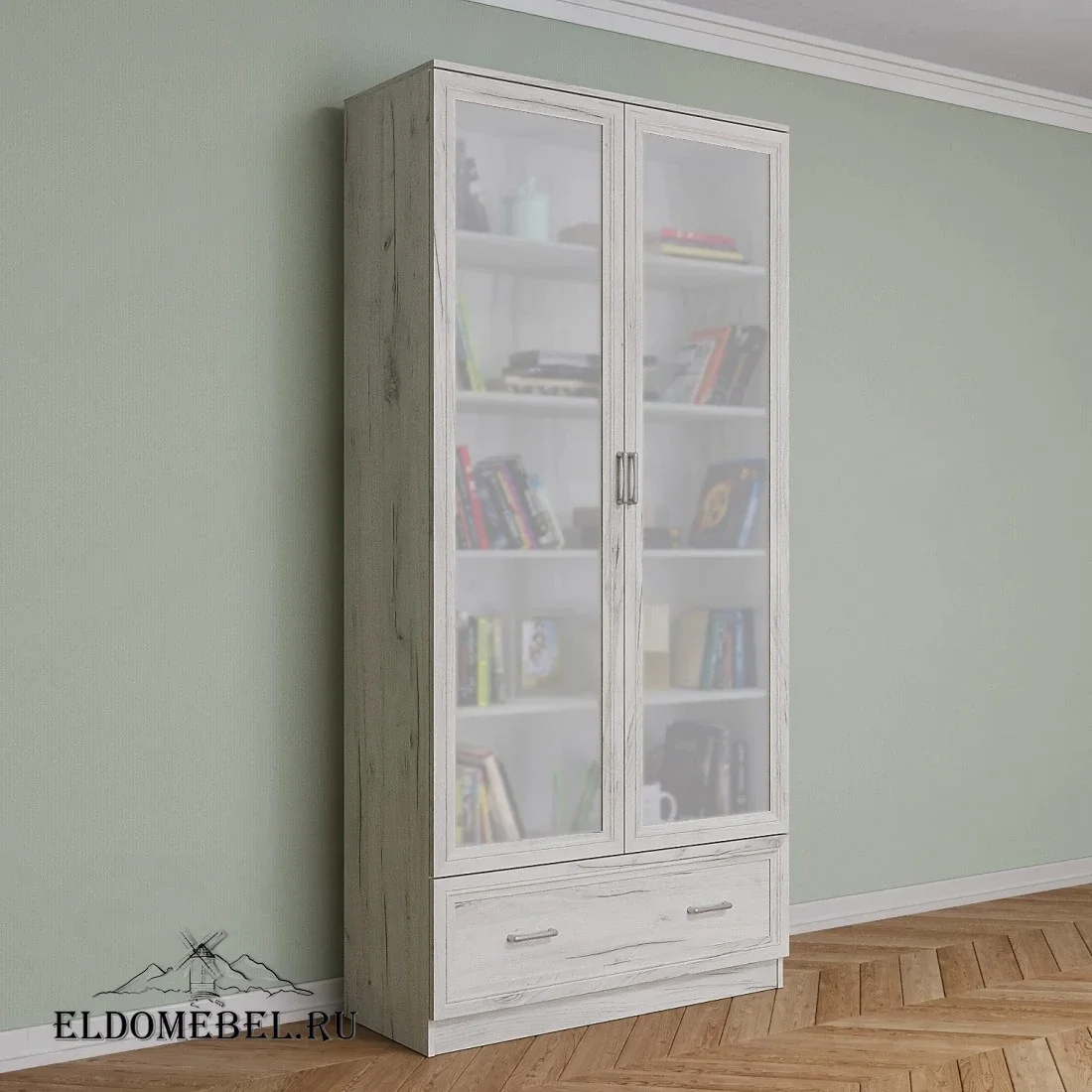 Книжный шкаф Автограф 14 цвет Дуб крафт белый