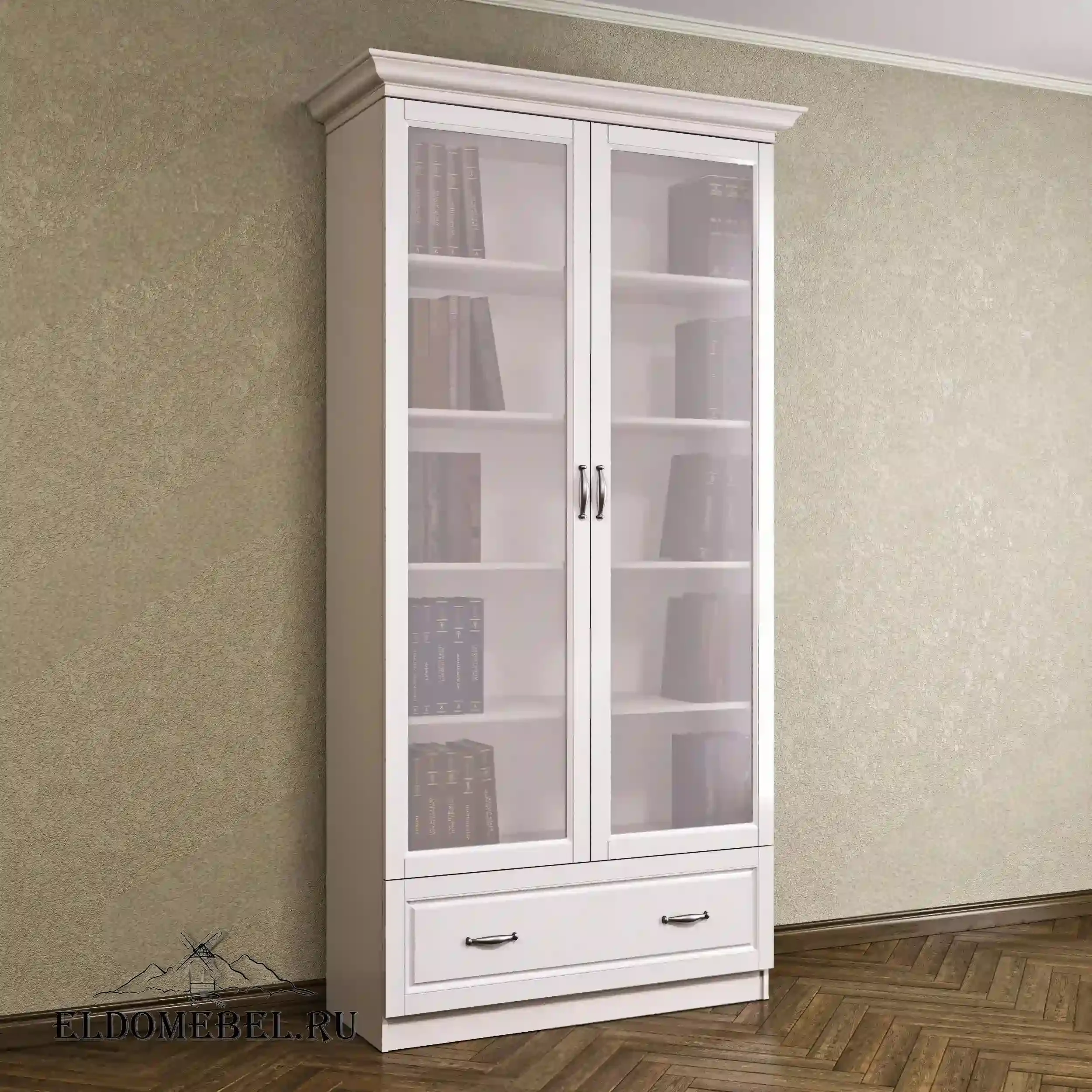 Книжный шкаф Автограф 14 цвет Адамант белый матовый