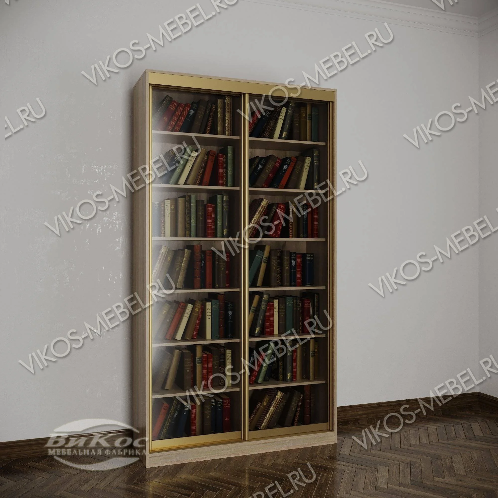 Книжный шкаф купе №1      цвет Стандарт дуб сонома